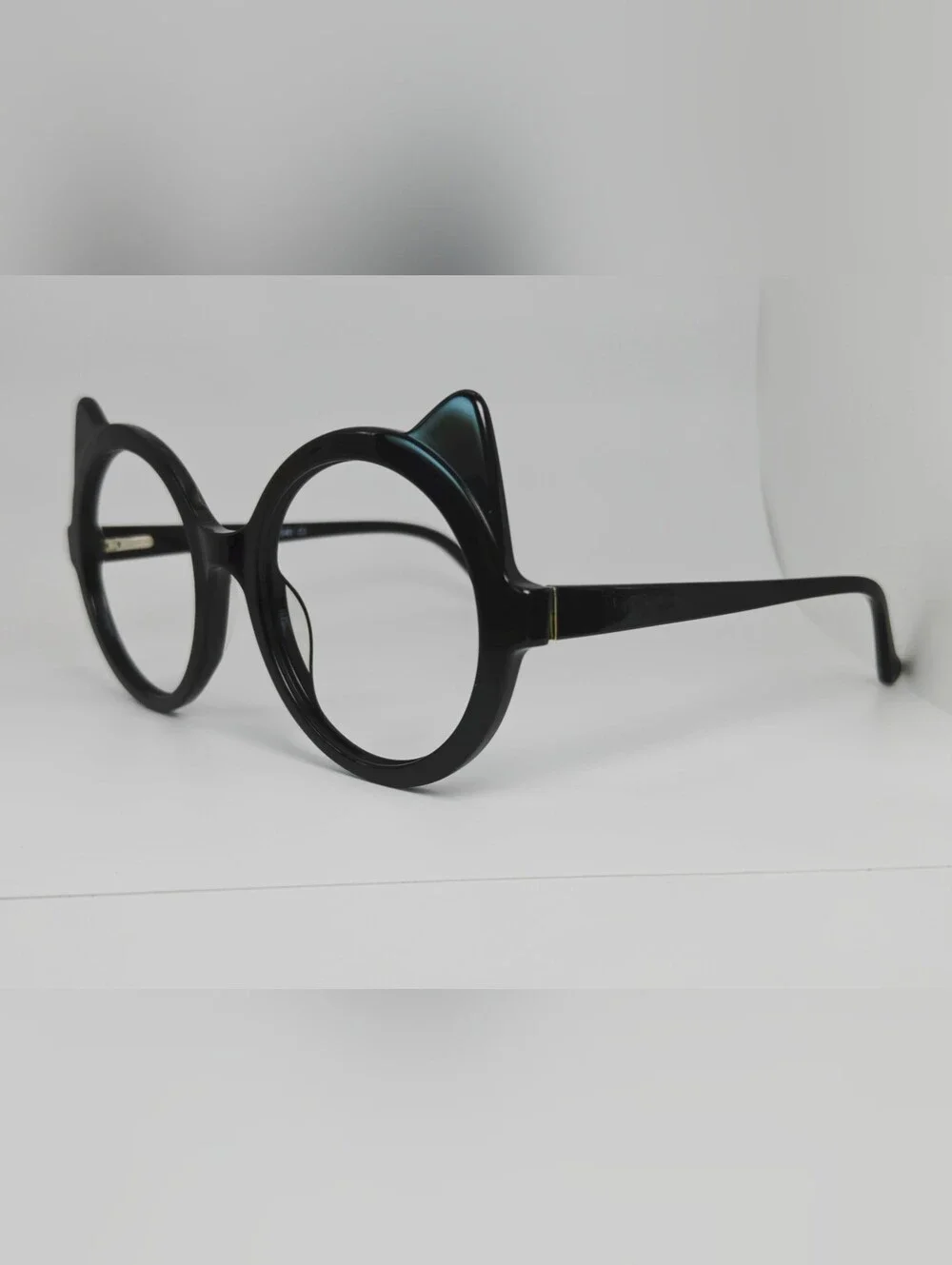Tonks. Black Cat-Ear Round Frame Women's Eyeglasses. Novelty. Opthalmic.